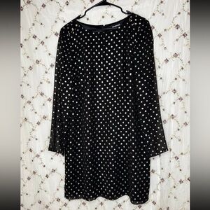 Gianni Bini Black and White Polka Dot Long Sleeve Dress